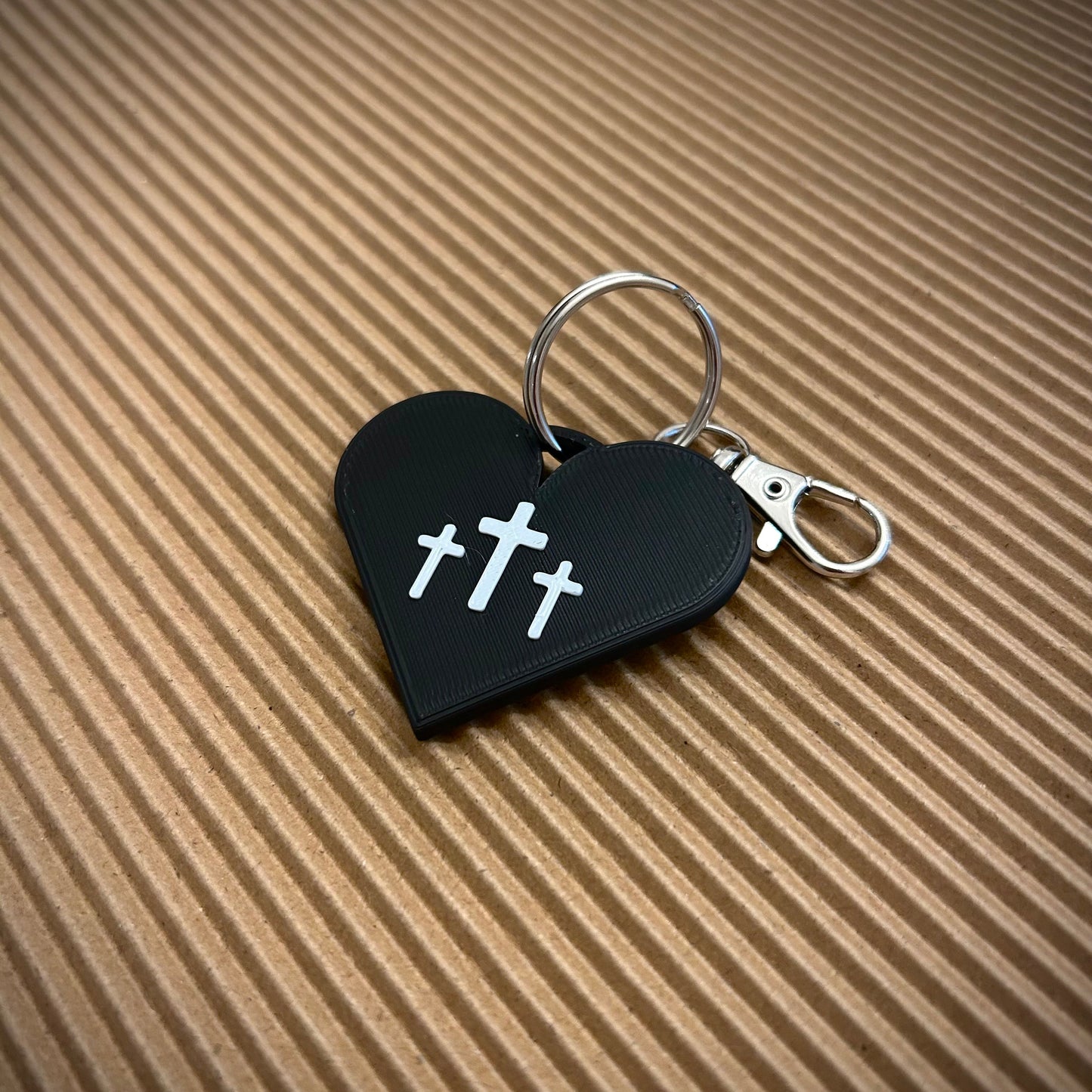 3 Crosses Heart Keychain