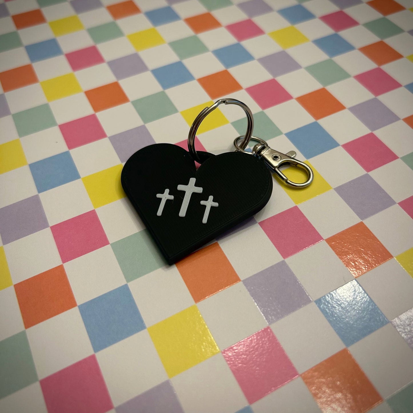 3 Crosses Heart Keychain