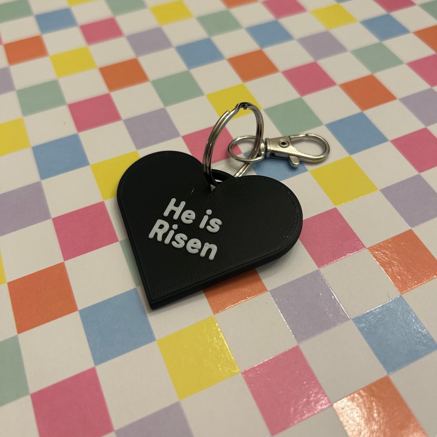 He Is Risen Heart Keychain