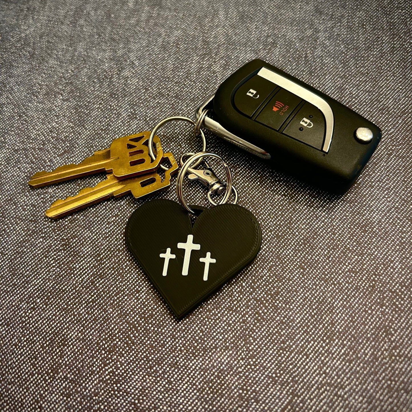 3 Crosses Heart Keychain