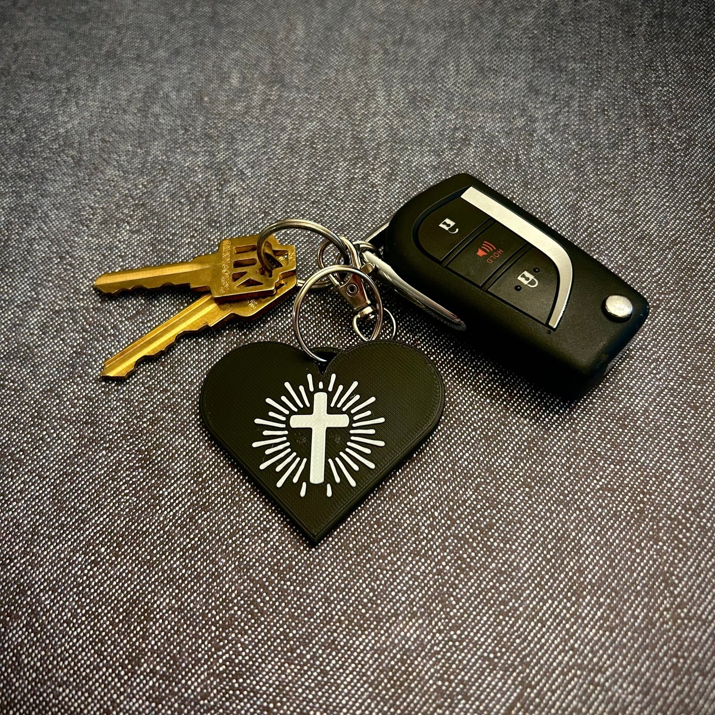Easter Cross Heart Keychain
