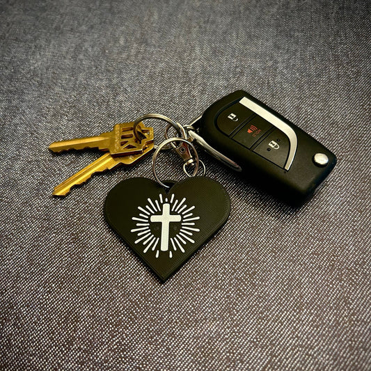 Easter Cross Heart Keychain