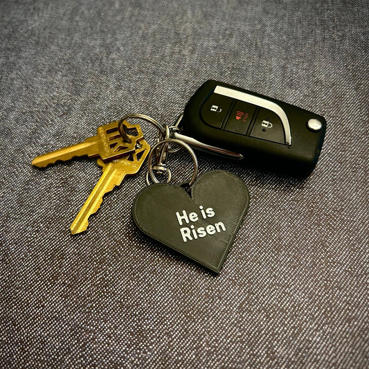 He Is Risen Heart Keychain