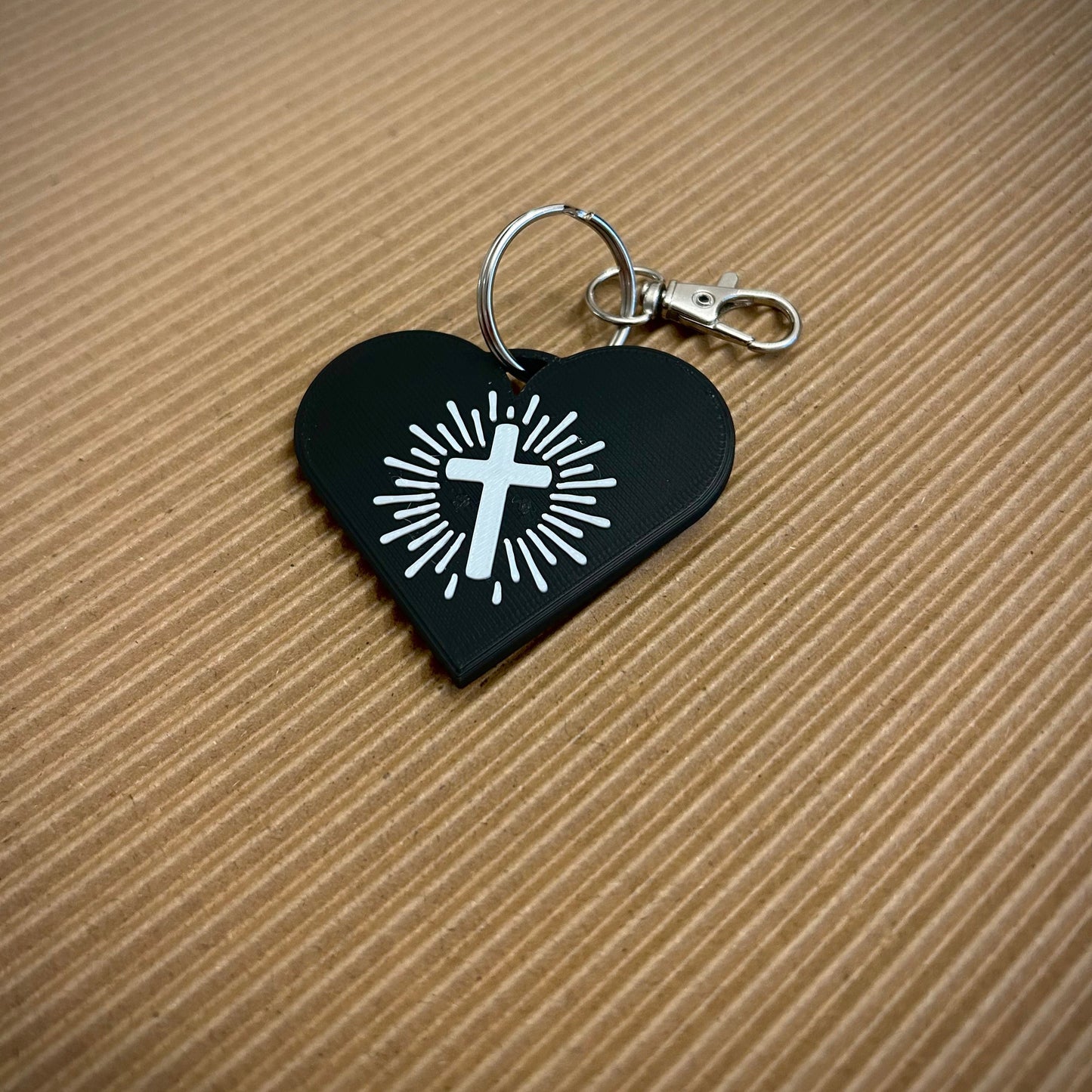 Easter Cross Heart Keychain