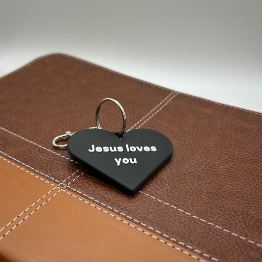 Jesus Loves You Heart Keychain